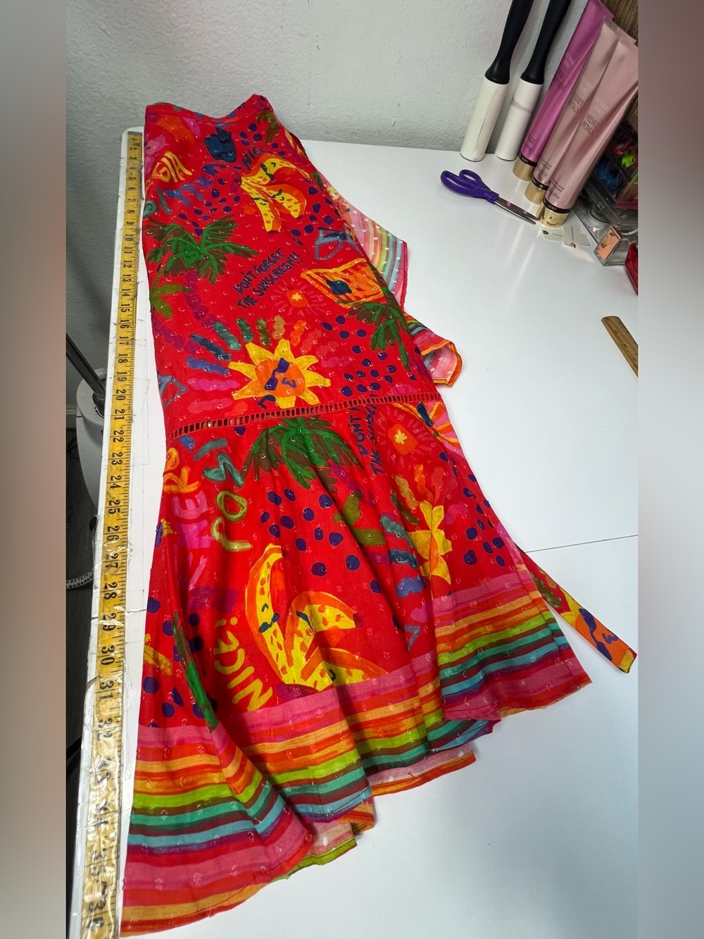 Anthropologie Farm Rio Wrap Maxi Ruffle Skirt Red Summer Beach Vibes Print M NWT - Picture 9 of 12